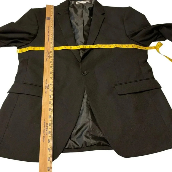 Zara Black Textured Single Button Sport Coat Blazer Jacket, 42 - Picture 8 of 12